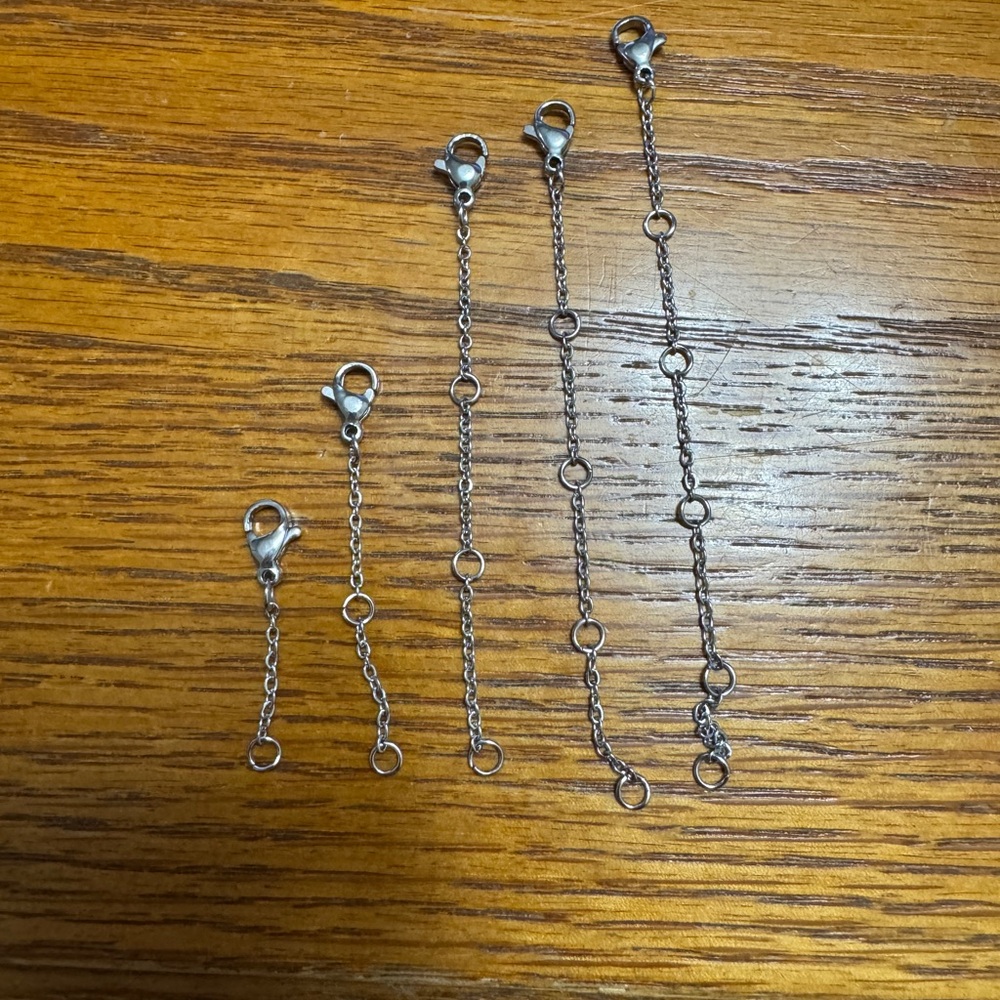 Silver Extension Chains for Women’s Jewelry - Set of 5